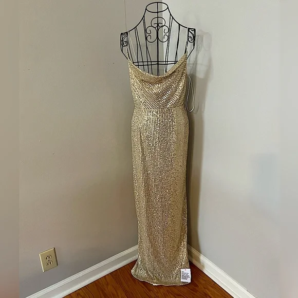 ASOS | Dresses | Asos Design Sequin Cowl Neck Gown In Gold Nwt | Poshmark ASOS | Dresses | Asos Design Sequin Cowl Neck Gown In Gold Nwt | Poshmark